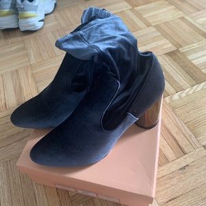 PUBLIC DESIRE Velvet Boots with Gold Heel